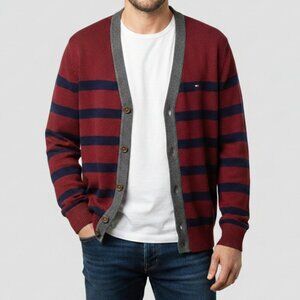Tommy Hilfiger Striped Knit Button Front Cardigan